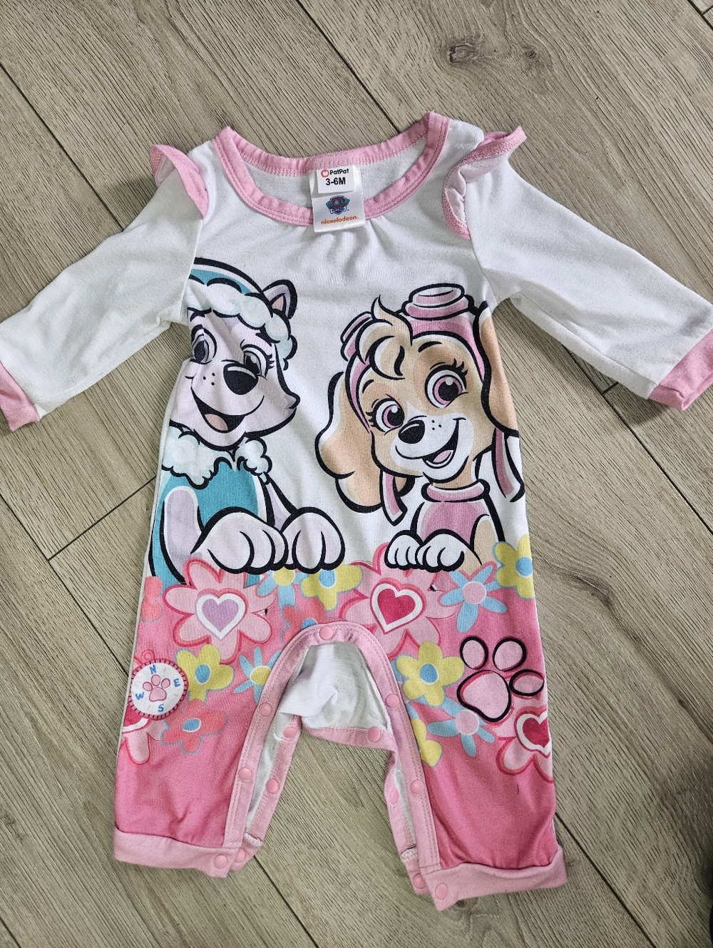 Paw Patrol PatPat Skye Everest One-Piece Sleeper Baby Girl 3-6M Pink Flowers🩷